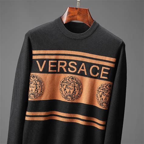 fake versace black and red sweater|versace sweater price.